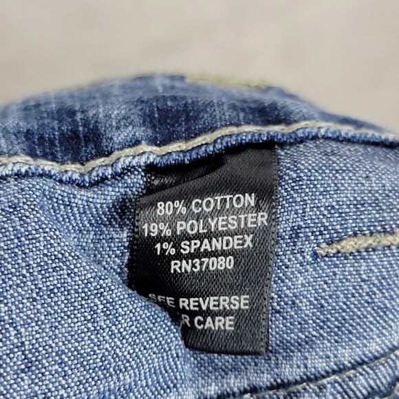 Western Denim Jean Skirt 16 Stretch Knee Length Bling Back Pockets Y2K Casual - Picture 7 of 9